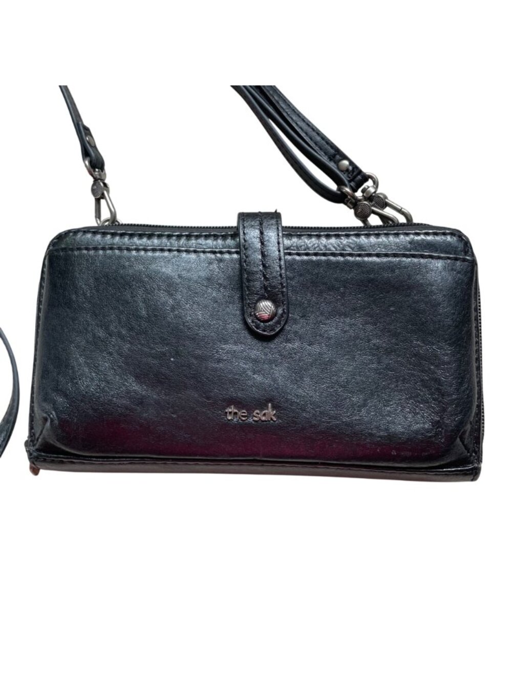 The Sak Black Leather Crossbody Wallet With Adjustable Strap & Multiple Card Slo - Picture 2 of 7